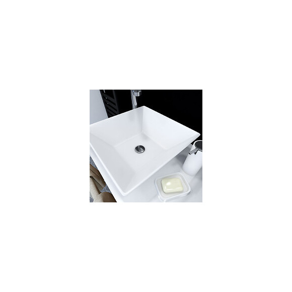 Vasque À Poser Carrée En Céramique 42x42x13cm - Aslant