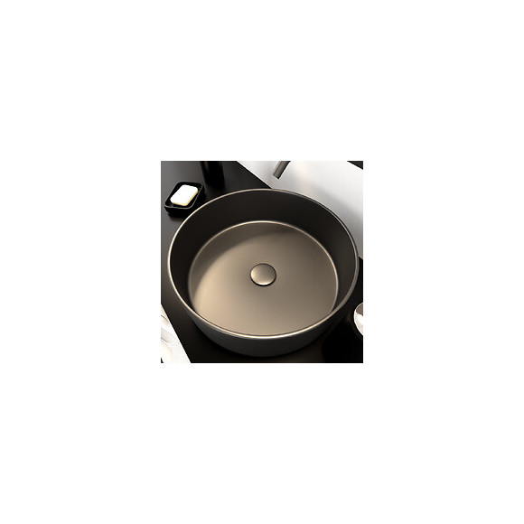 Vasque À Poser Ronde En Céramique - Diamètre 36cm - Hauteur 12.5cm - Roundy Dark
