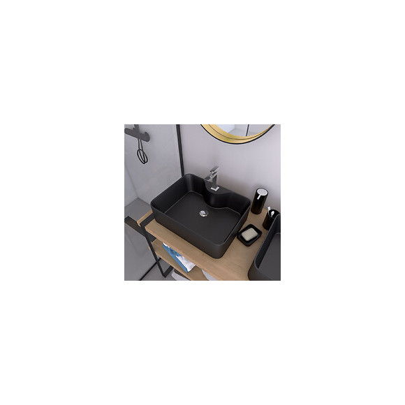 Vasque À Poser Rectangle En Céramique Noire - 48x37x13.5cm - Rectangular Dark