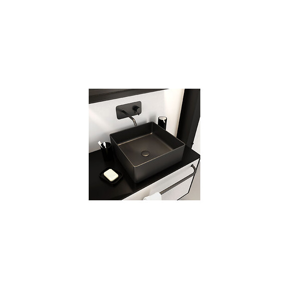 Vasque À Poser Rectangle En Céramique Noire - 40x40x14cm - Squarish Dark