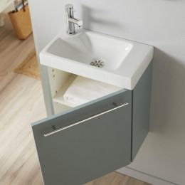 Meuble Lave-mains Couleur Vert De Gris + Mitigeur Eau Chaude/eau Froide À Gauche