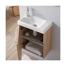 Meuble Lave-mains Complet Couleur Chêne Oak Bordolino Avec Mitigeur Eau Chaude/eau Froide