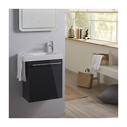 Ensemble Lave Mains Tout Compris Anthracite Avec Mitigeur À Droite Et Porte Serviette