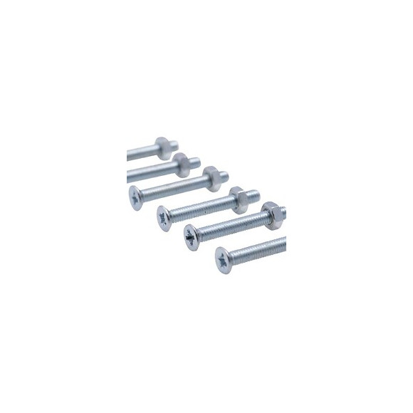 Vis À Métaux Zinguée Tête Fraisée Pz Cruciforme Vissal Ø 6x20 Mm  Lot De 12 Vis+écrou