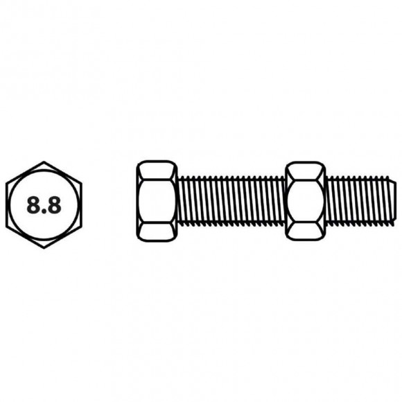 Boulon Tête Hexagonale Et Écrou Vissal Finition Zinguée Ø6 X 30 Mm  Lot De 14