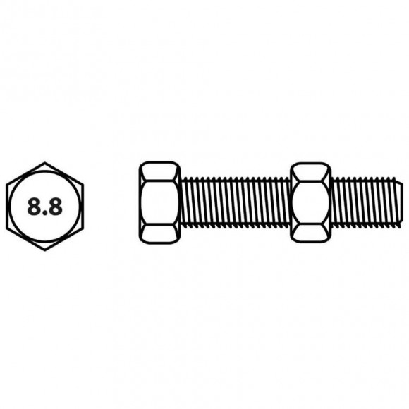 Boulon Tête Hexagonale Et Écrou Vissal Finition Zinguée Ø10 X 40 Mm  Lot De 3