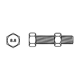 Boulon Tête Hexagonale Et Écrou Vissal Finition Zinguée Ø8 X 50 Mm  Lot De 5