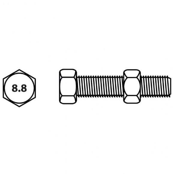 Boulon Tête Hexagonale Et Écrou Vissal Finition Zinguée Ø8 X 50 Mm  Lot De 5