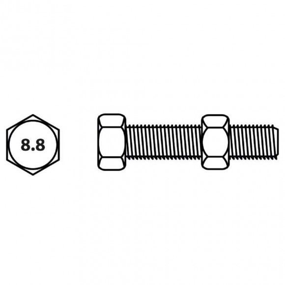 Boulon Tête Hexagonale Et Écrou Vissal Finition Zinguée Ø8 X 40 Mm  Lot De 6
