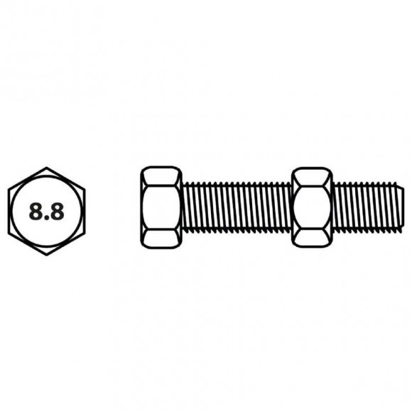 Boulon Tête Hexagonale Et Écrou Vissal Finition Zinguée Ø10 X 60 Mm  Lot De 3