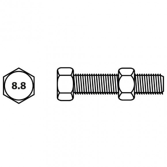 Boulon Tête Hexagonale Et Écrou Vissal Finition Zinguée Ø6 X 25 Mm  Lot De 14