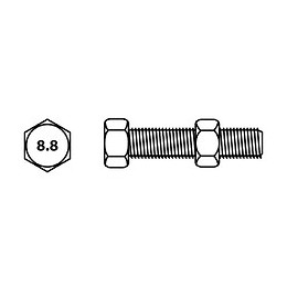 Boulon Tête Hexagonale Et Écrou Vissal Finition Zinguée Ø10 X 50 Mm  Lot De 3