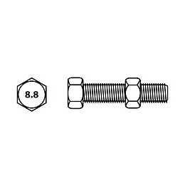 Boulon Tête Hexagonale Et Écrou Vissal Finition Zinguée Ø8 X 60 Mm  Lot De 5