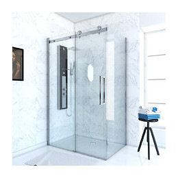 Paroi Porte De Douche Coulissante + Retour 120x80cm - Railroad Chromed 120 Front-80
