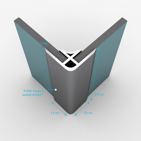 Profilé D’angle Chrome Pour Panneau Mural - 15x15x2100 Mm – Corner Mural Chrome