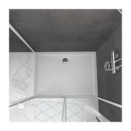 Pack Porte De Douche Coulissante Blanc 120x185 Cm + Paroi De Retour 80cm + Receveur À Poser - Whity