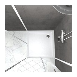 Pack Porte De Douche Coulissante Blanc De 78 À 90x185cm + Receveur 80x80 - Whity Slide