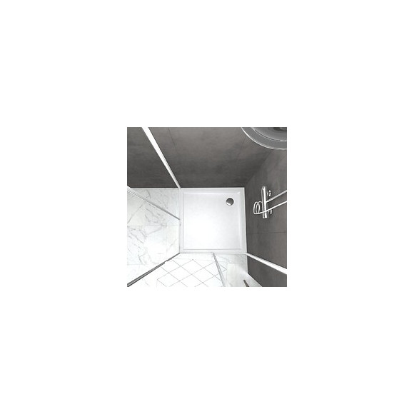Pack Porte De Douche Coulissante Blanc De 78 À 90x185cm + Receveur 80x80 - Whity Slide