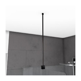 Barre De Fixation Plafond Pour Douche A L'italienne Laque Noir Mat - 60cm Recoupable