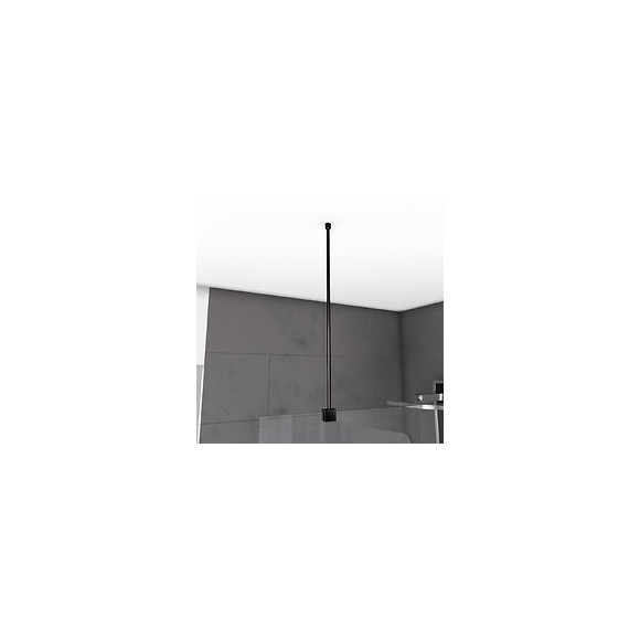 Barre De Fixation Plafond Pour Douche A L'italienne Laque Noir Mat - 60cm Recoupable