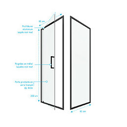 Paroi Porte De Douche Pivotante + Retour 80x80cm - Crush 80-80
