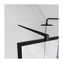 Paroi De Douche A L'italienne Serigraphie Type Brique - 90x195cm - Profile Noir Mat - Verre 5mm