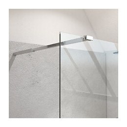 Paroi En Verre Avec Bande Miroir Pour Douche À L'italienne - 140x200 - Bras De Maintien