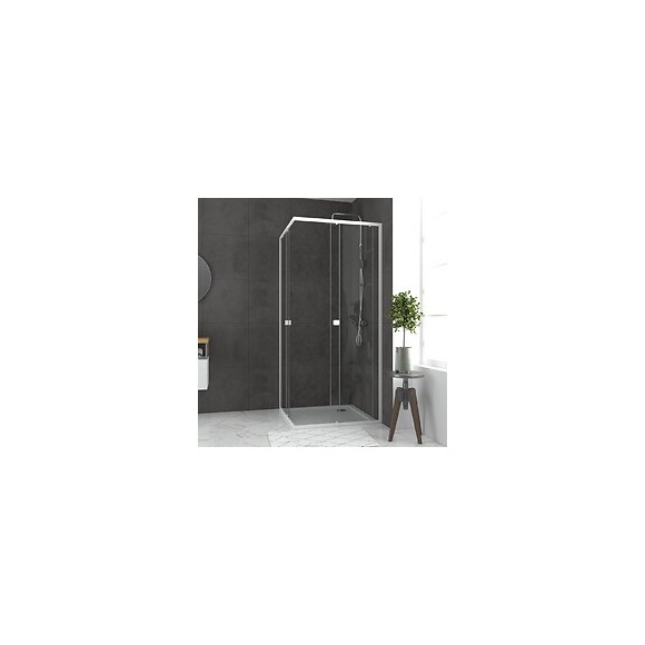 Pack Porte De Douche Coulissante Blanc De 78 À 90x185cm + Receveur 80x80 - Whity Slide
