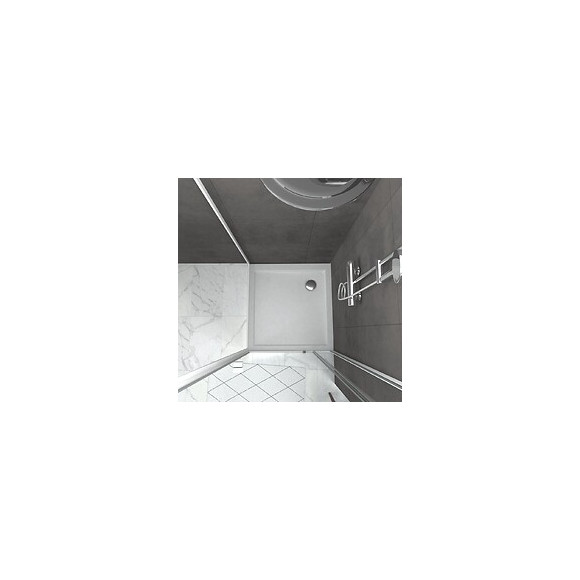 Pack Porte De Douche Pivotante Blanc Extensible 79 À 90cm + Paroi De Retour 90 + Receveur A Poser