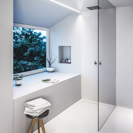 Paroi De Douche En Solid Surface 250 X 100 Cm Blanc