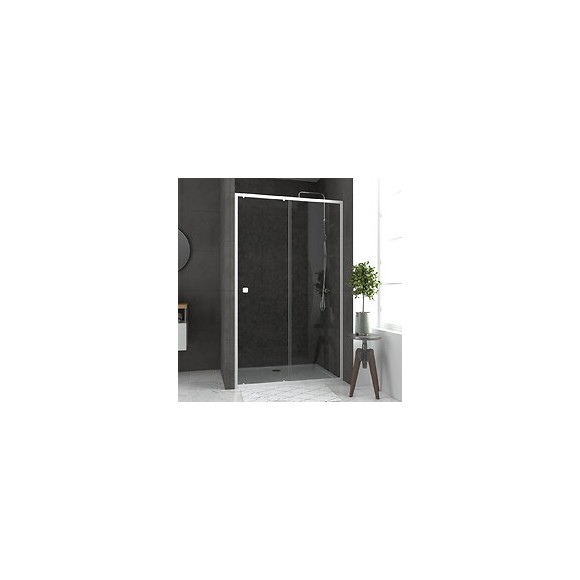 Pack Porte De Douche Coulissante Blanc 120x185cm + Receveur 90x120 - Whity Slide