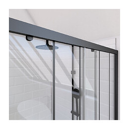 Pack Paroi Porte De Douche Serigraphiee - 140x200cm + Paroi Retour - 90x200 Cm - Porte Coulissante