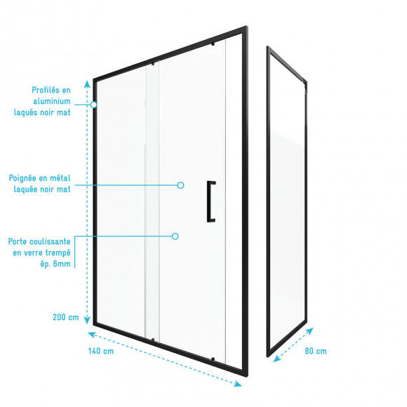Paroi Porte De Douche Coulissante + Retour 140x80cm - Crush 140-80