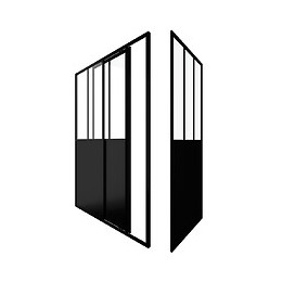 Pack Paroi De Douche Coulissante 140x200 Cm + Retour 90cm Type Atelier - Profile Noir Mat