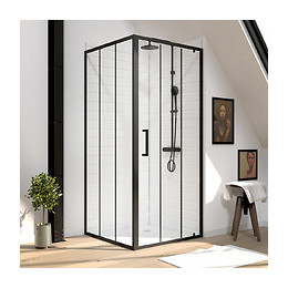 Pack Paroi Porte De Douche Serigraphiee - 90x200cm + Paroi Retour - 90x200 Cm - Porte Pivotante