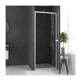 Pack Porte De Douche Pivotant Blanc De 79 À 90x190cm + Receveur 90x90 - Whity Slide