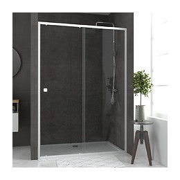 Pack Porte De Douche Coulissante Blanc 140x190cm + Receveur 90x140 - Whity Slide
