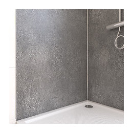 Pack Panneaux Muraux Effet Pierre Grise En Composite Avec Profile D'angle Et De Finition Chrome