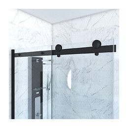 Paroi Porte De Douche Coulissante 120x200cm Noir Mat - Rail Soft Close + Retour 80 - Railroad Dark