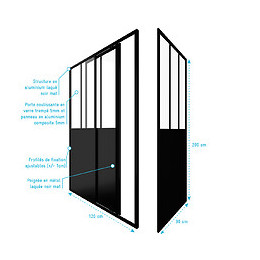 Pack Duo Paroi De Douche A Porte Coulissante 120x200cm Et Paroi De Retour 90x200cm Type Atelier