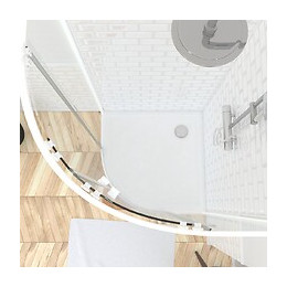 Pack Porte De Douche Coulissante Blanc De 89 À 90x190 Cm + Receveur - Whity Round Slide