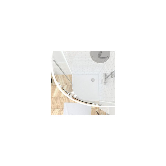 Pack Porte De Douche Coulissante Blanc De 89 À 90x190 Cm + Receveur - Whity Round Slide