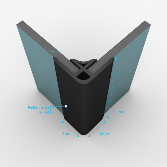 Profilé D’angle Noir Mat Pour Panneau Mural - 15x15x2100 Mm – Corner Mural Noir Mat