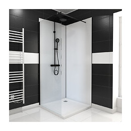 Pack Panneaux Muraux Blanc En Aluminium Avec Profile D'angle Et De Finition Noir Mat - 90 X 90cm