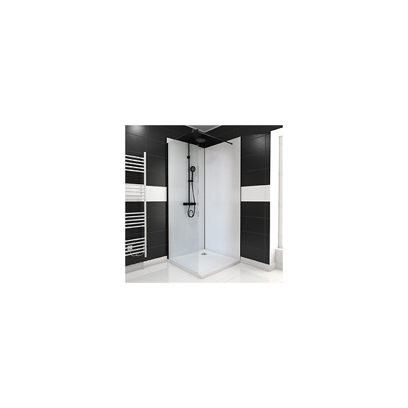 Pack Panneaux Muraux Blanc En Aluminium Avec Profile D'angle Et De Finition Noir Mat - 90 X 90cm