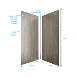 Pack Panneaux Muraux Effet Pierre Naturelle En Composite Avec Profile D'angle Et De Finition Chrome