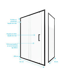 Paroi Porte De Douche Coulissante + Retour 140x90cm - Crush 140-90