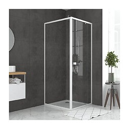 Pack Porte De Douche Pivotante Blanc De 80 À 90x185cm + Retour 80 Verre 5mm - Whity Pivot 80-90