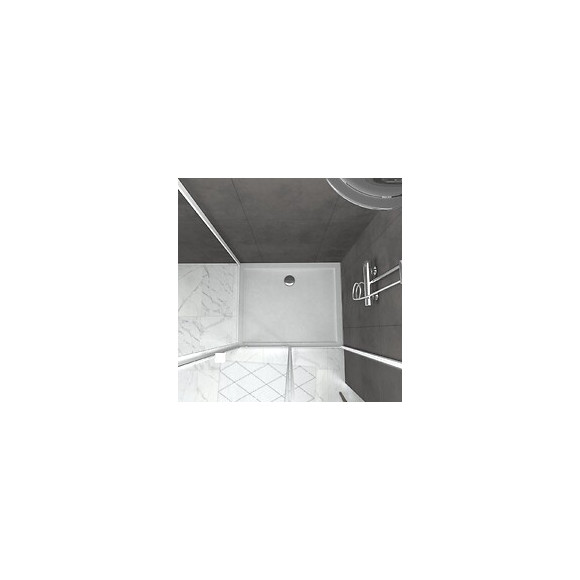 Pack Porte De Douche Coulissante Blanc 100x185 Cm + Paroi De Retour 80cm + Receveur À Poser - Whity