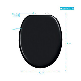 Abattant Pour Wc Noir - En Mdf Et Charnières En Métal Réglable - Simple Dark